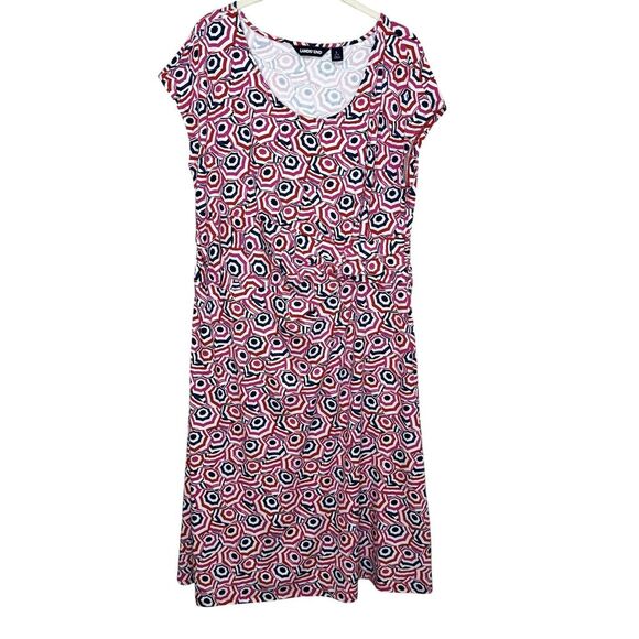 Lands End Dress Womens Large 14-16 Geometric Sun Umbrella Print Summer Casual - Picture 1 of 9